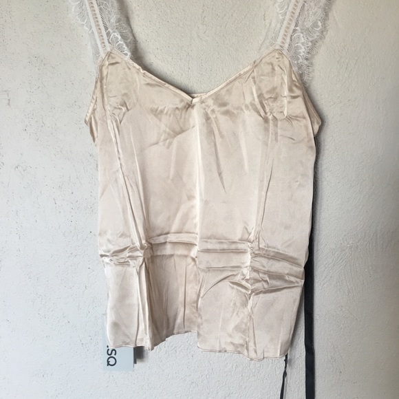 JNSQ Adeline Mulbery Silk Contrast Lace Cami Top - Picture 5 of 14